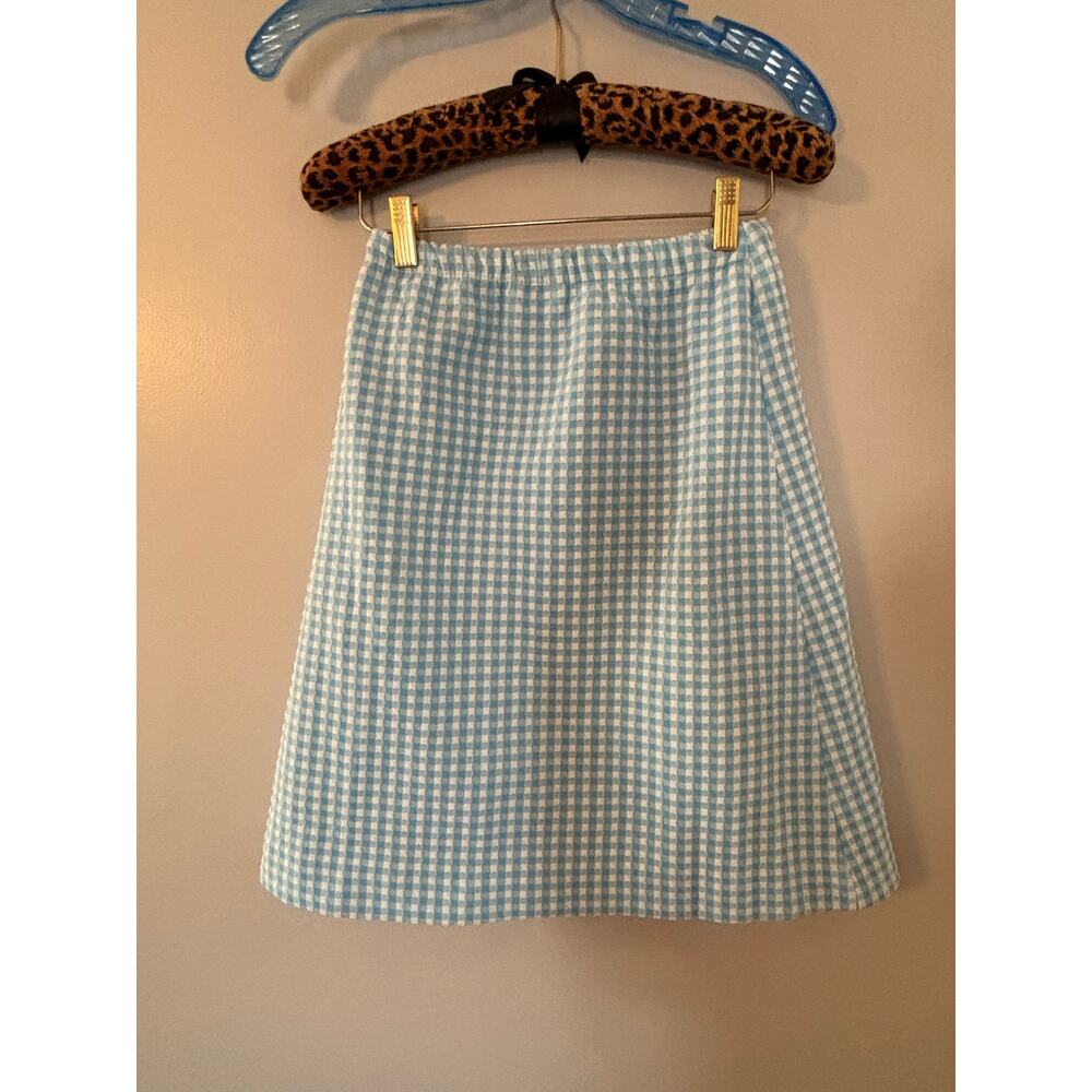 Vintage Baby Blue and White Gingham Flowy Mini Skirt